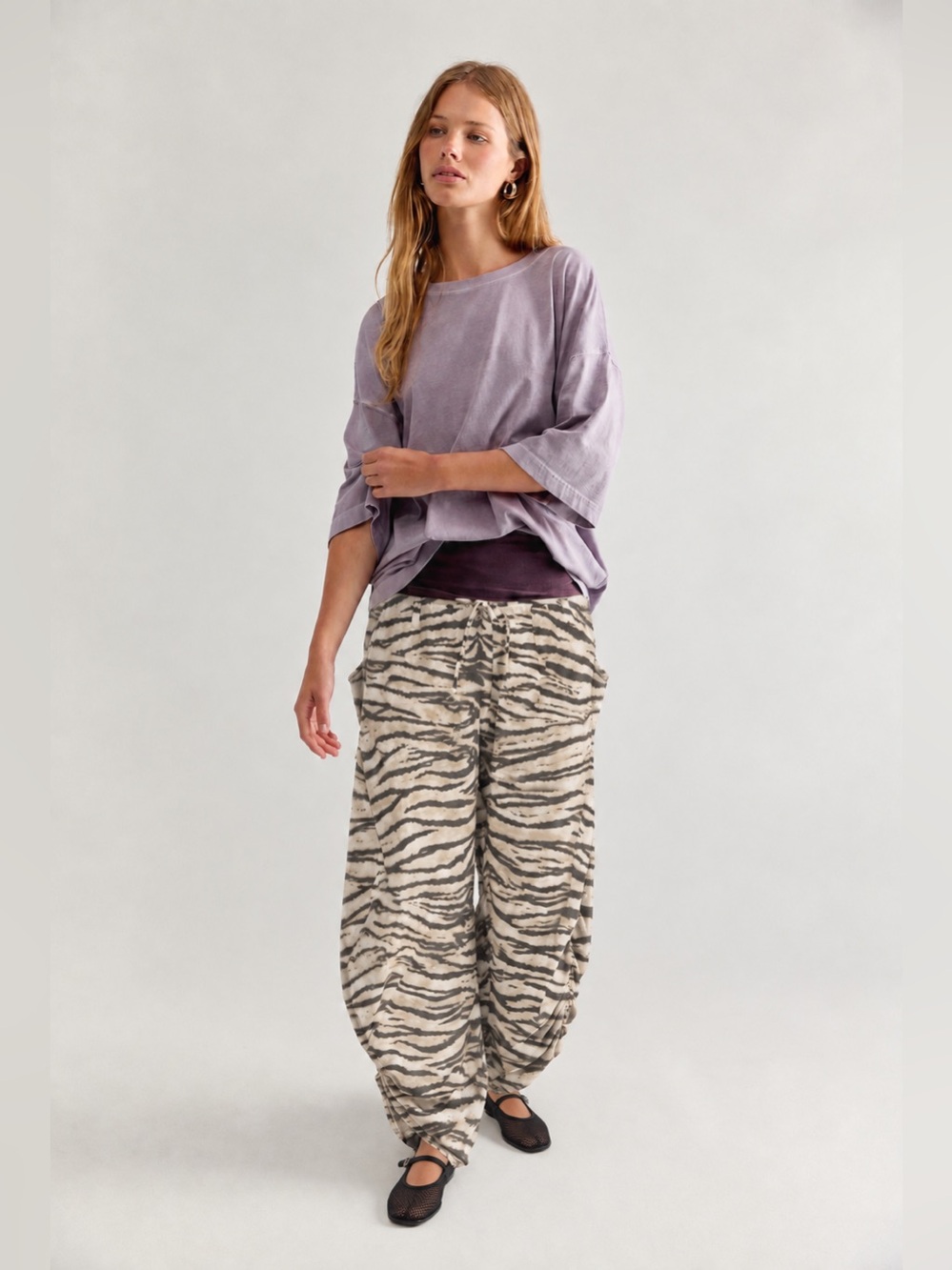 NWT Free People Size Medium 100% Cotton Perfect Oversized Tee in Plum Ash